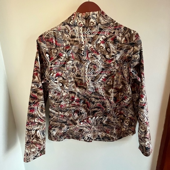 Additions by CHICO’s Cotton Paisley Blazer Lightweight Jacket Sz 0 USA XS (4/6) - Picture 3 of 12